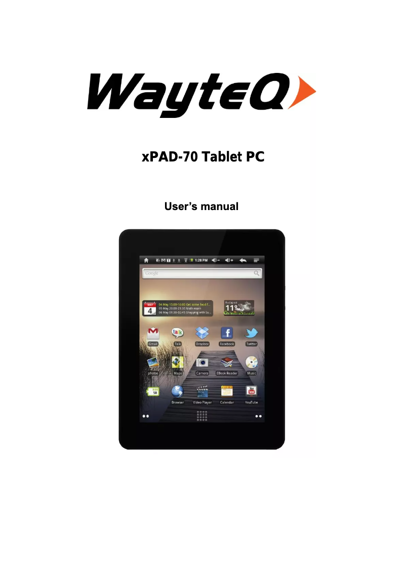 Page n°1 - Manuel utilisateur WayteQ XPad 70
