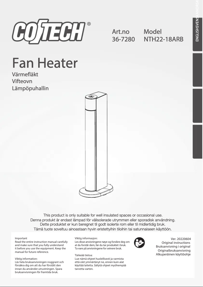 Image de la première page du manuel de l'appareil NTH22-18ARB