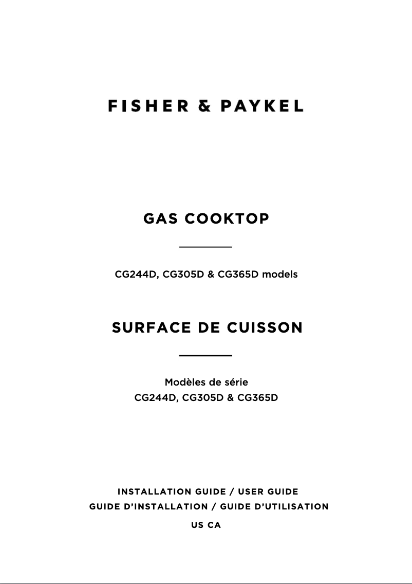 Page n°1 - Manuel utilisateur Fisher & Paykel CG305DLPX1