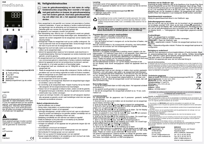 Page 1 de la notice Manuel utilisateur Medisana BS 418