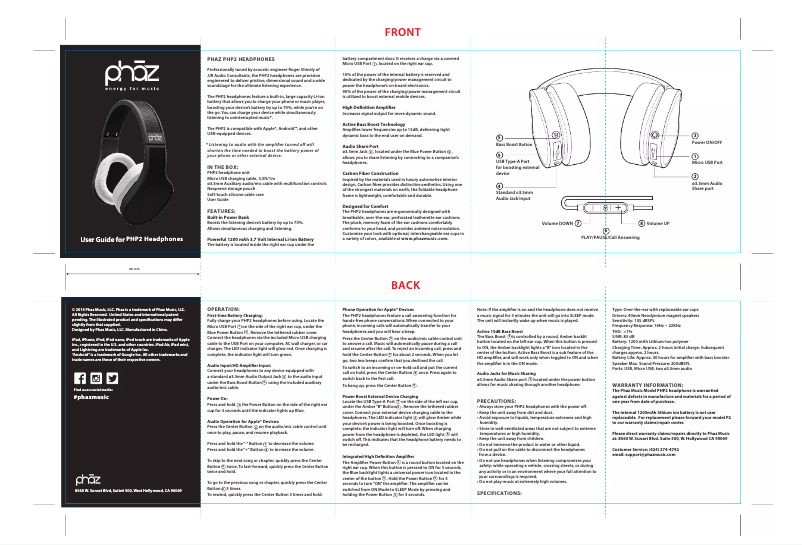 Image de la première page du manuel de l'appareil PHP2