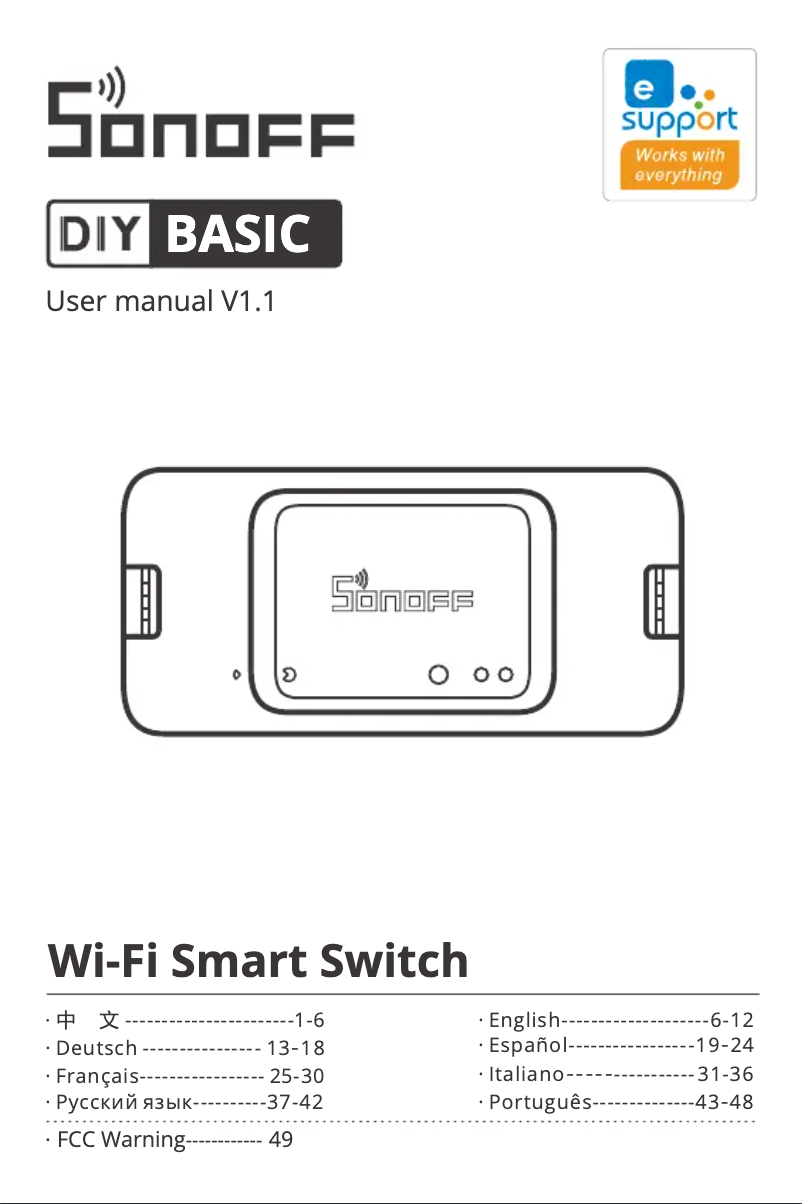 Page 1 de la notice Manuel utilisateur Sonoff Basic R3