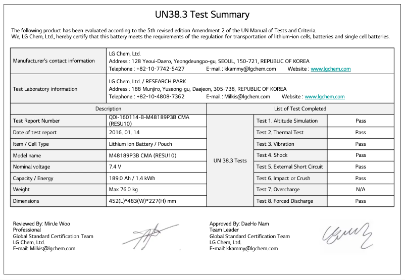 Page 1 de la notice Guide d'installation LG RESU10