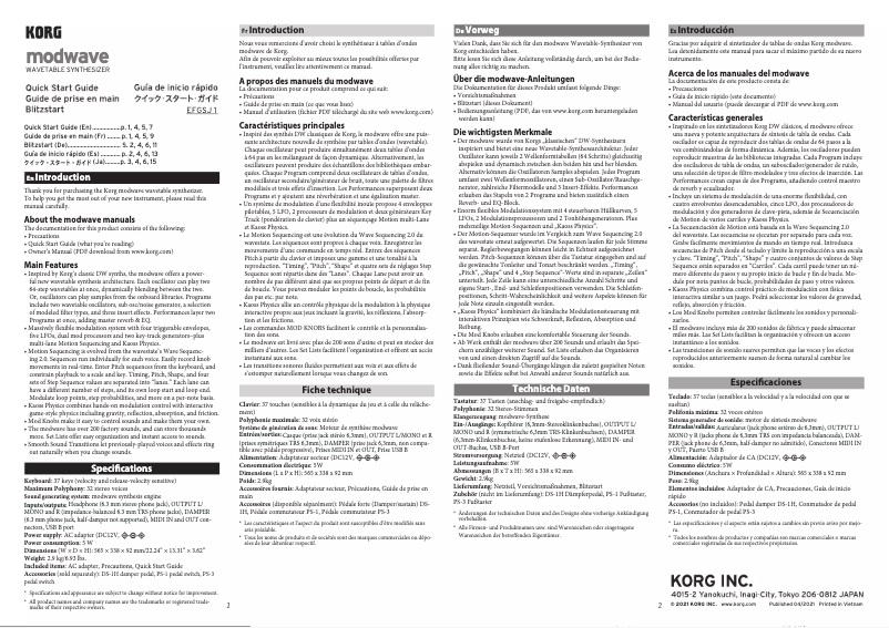 Image de la première page du manuel de l'appareil Modwave MKII