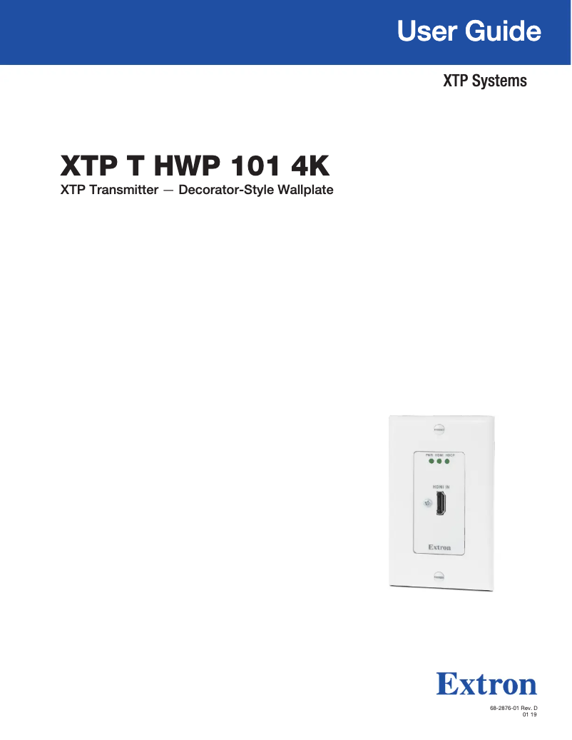 Image de la première page du manuel de l'appareil XTP T HWP 101 4K