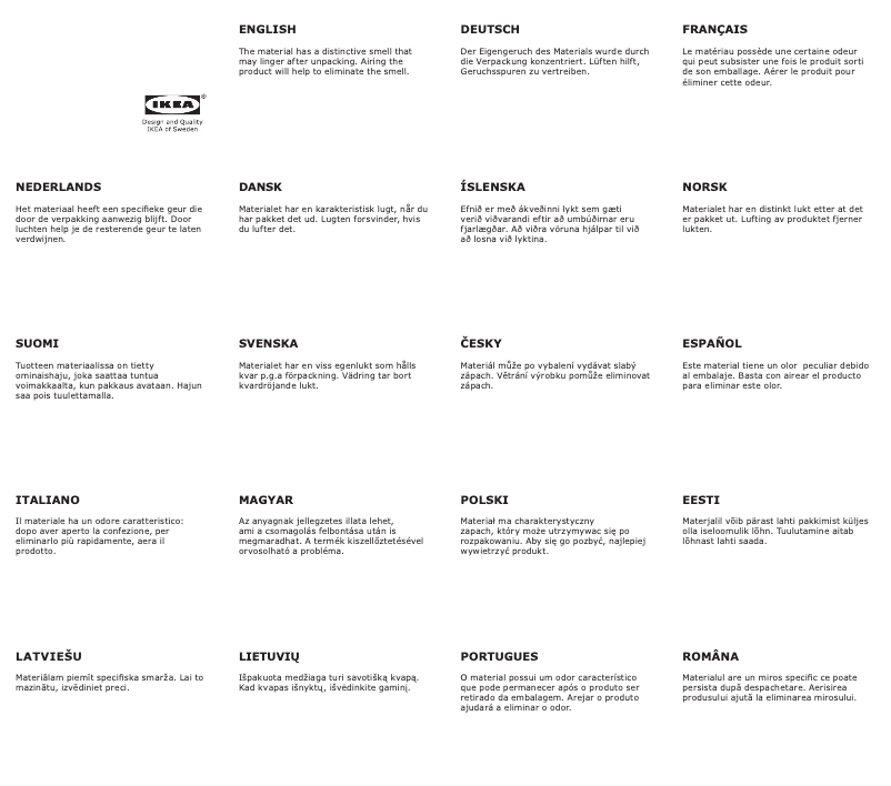 Page 1 de la notice Manuel utilisateur Ikea VEDBO 505.522.25