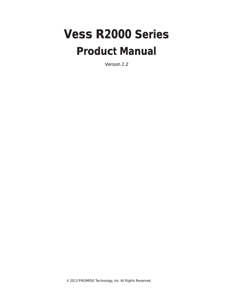 Page n°1 - Manuel utilisateur Promise Technology Vess R2600xiD