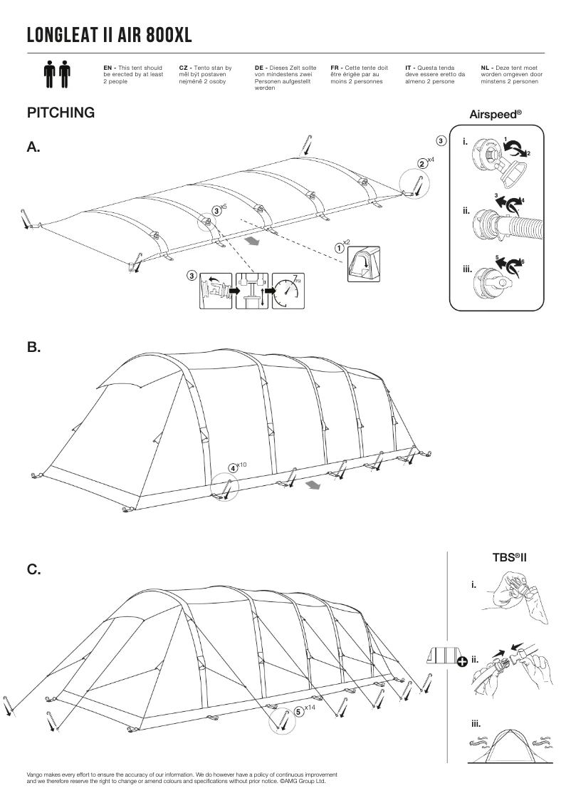 Page n°1 - Manuel utilisateur Vango Longleat II Air 800XL