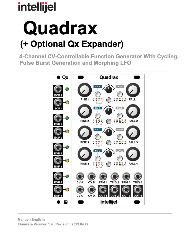 Page 1 de la notice Manuel utilisateur Intellijel Qx