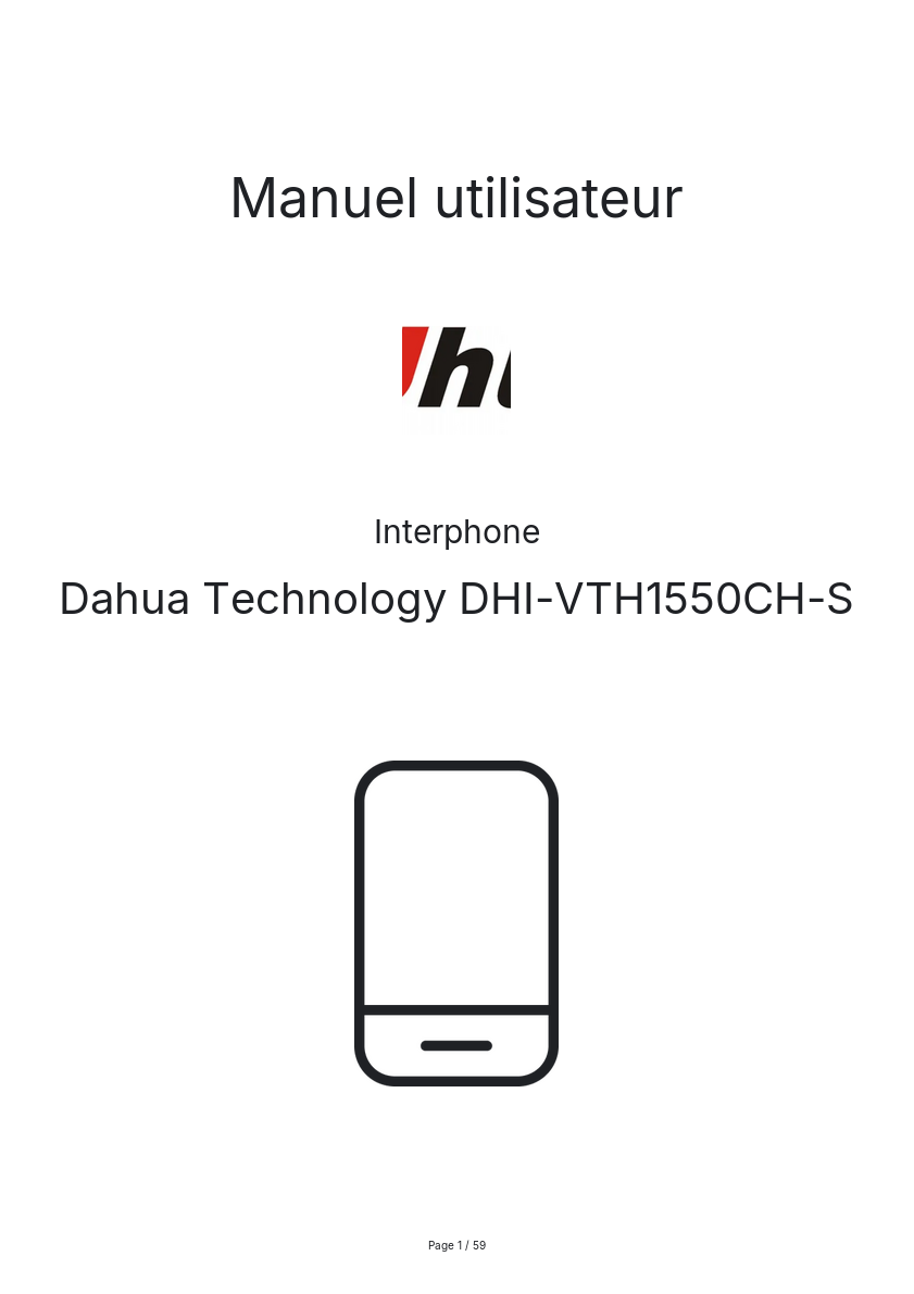 Image de la première page du manuel de l'appareil DHI-VTH1550CH-S