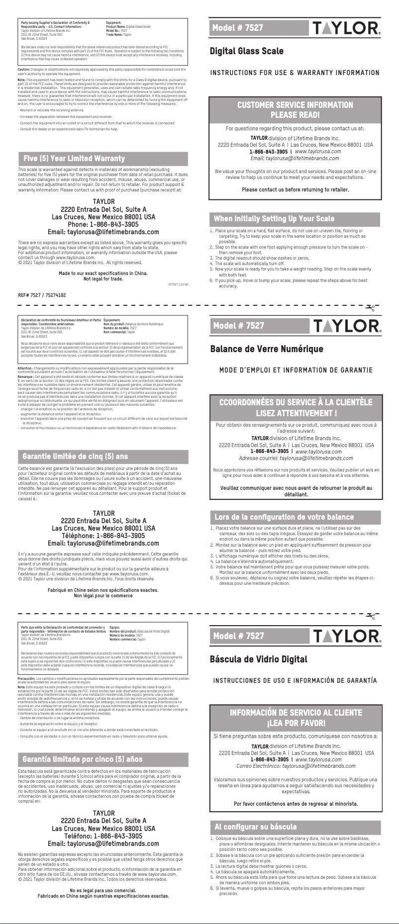 Page 1 de la notice Manuel utilisateur Taylor 75274192