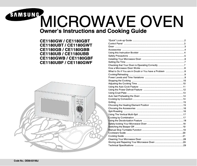 Page n°1 - Manuel utilisateur Samsung CE1180