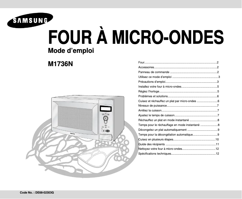 Page 1 de la notice Manuel utilisateur Samsung M1736N