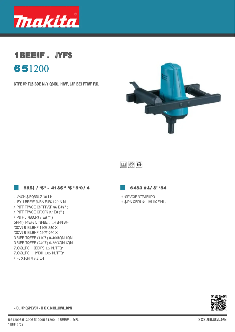 Page 1 de la notice Fiche technique Makita UT1200