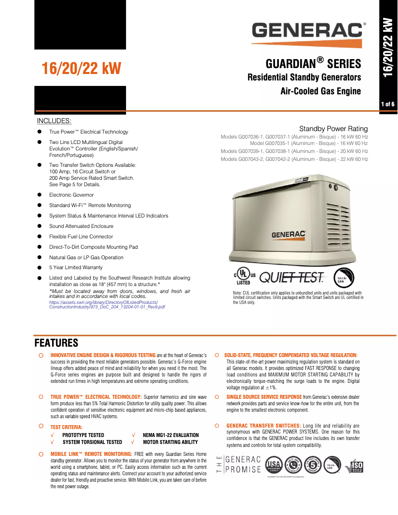 Image de la première page du manuel de l'appareil Guardian 22KW