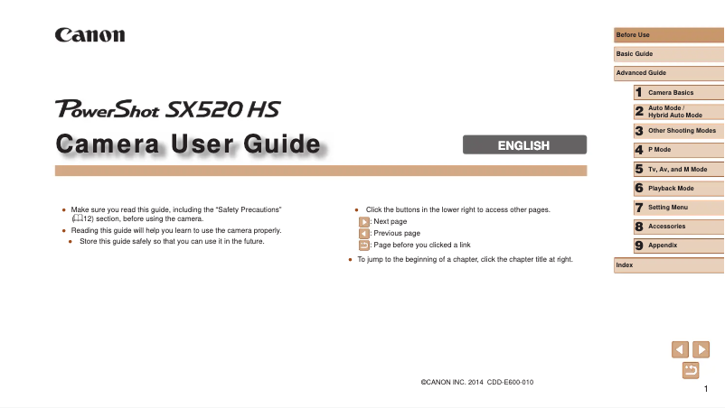 Página 1 del manual Manual de usuario Canon PowerShot SX520 HS