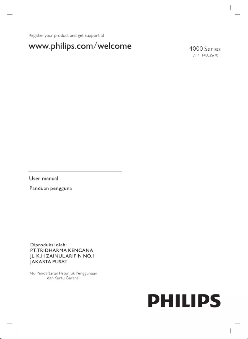 Page 1 de la notice Manuel utilisateur Philips 39PHT4002S