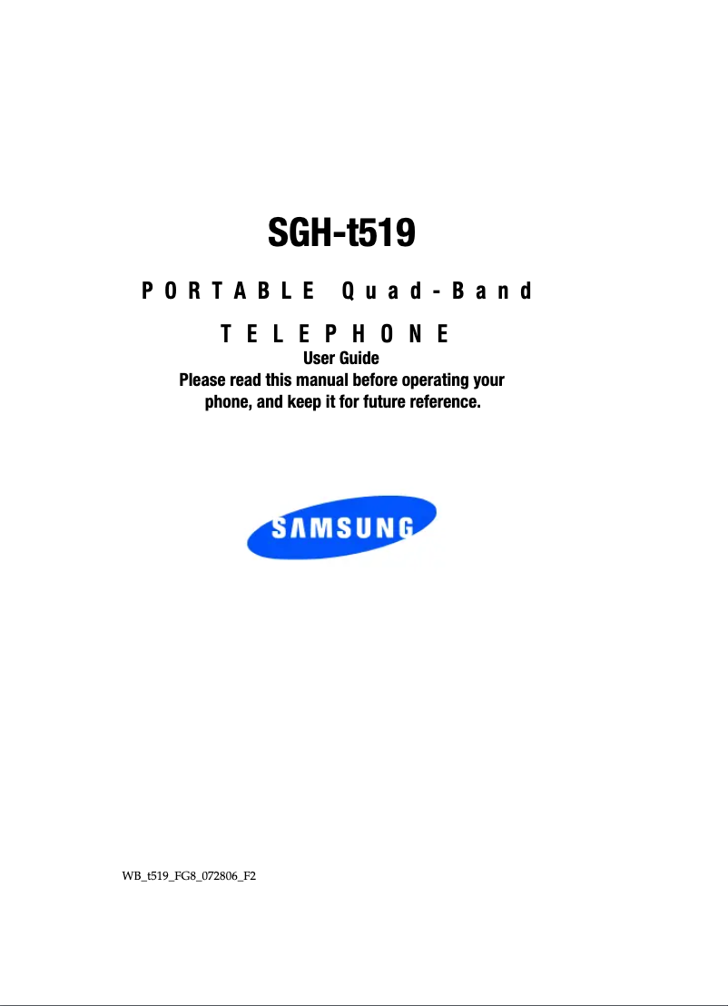 Page n°1 - Manuel utilisateur Samsung Trace SGH-T729