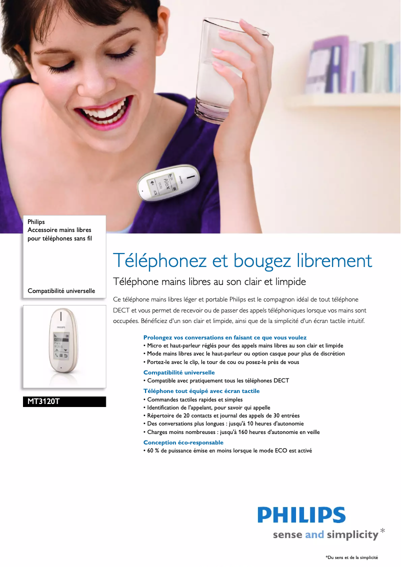 Página 1 del manual Ficha técnica Philips MT3120T
