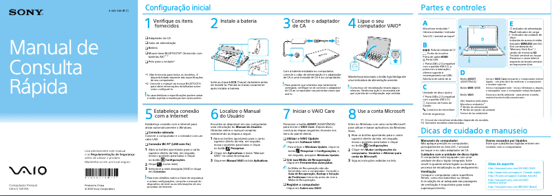 Page 1 de la notice Manuel utilisateur Sony Vaio SVE14A25CBB