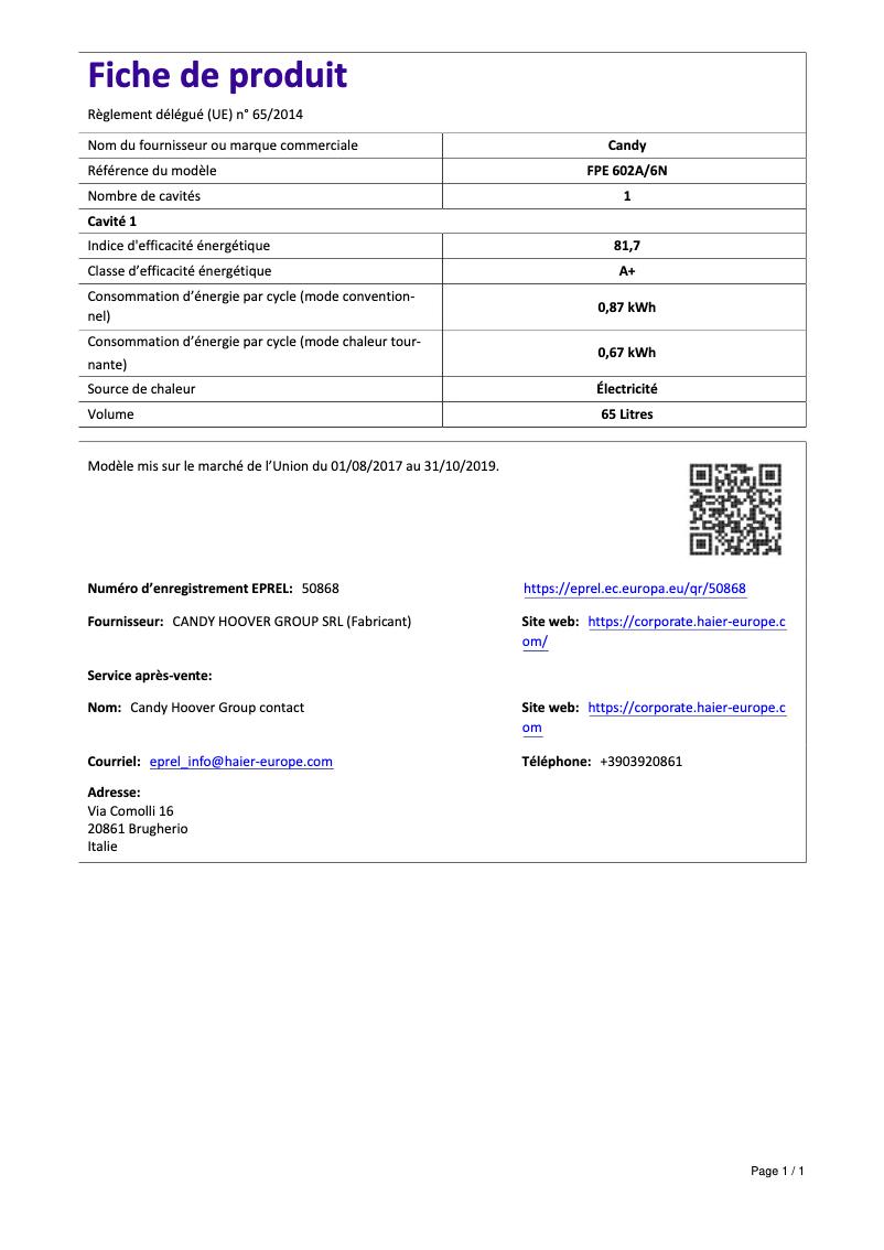 Image de la première page du manuel de l'appareil FPE 602A/6N