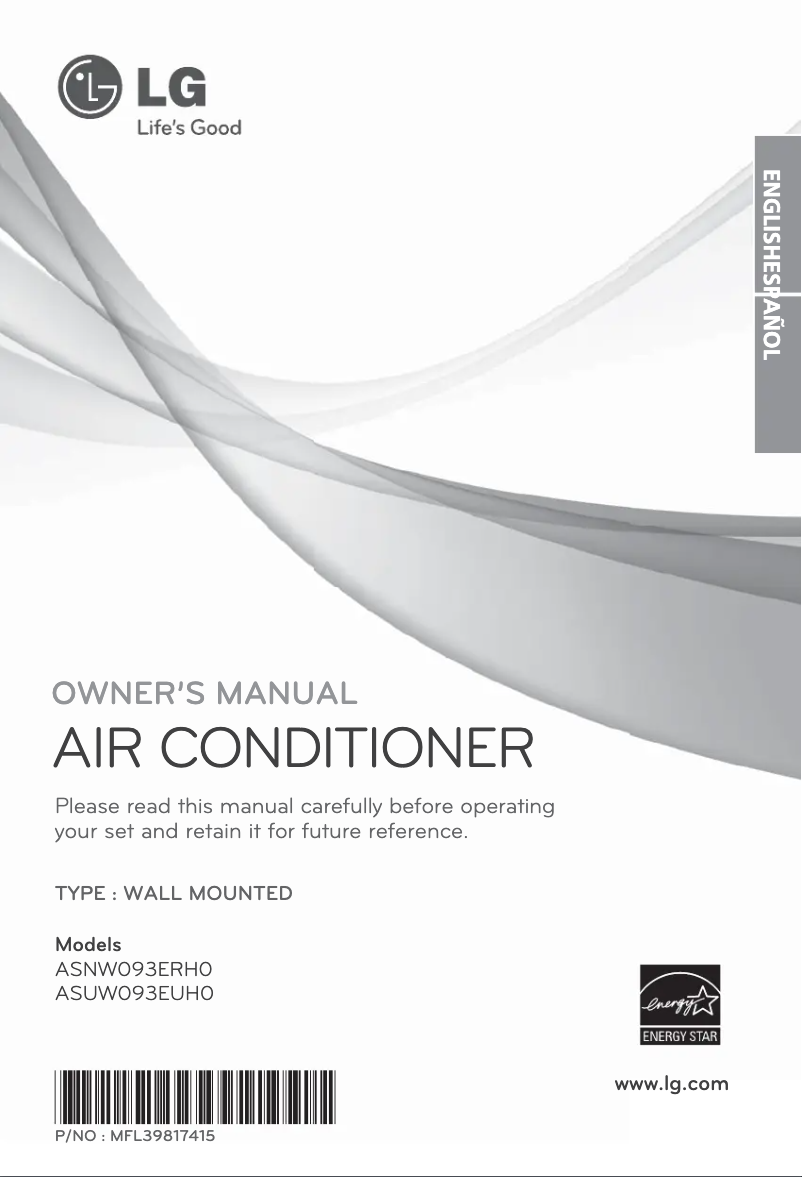 Image de la première page du manuel de l'appareil ASNW093ERH0