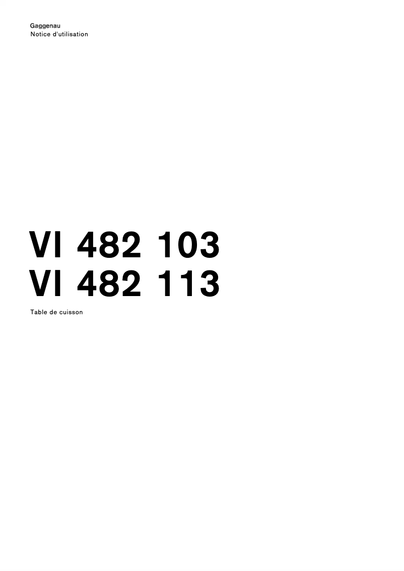 Page 1 de la notice Manuel utilisateur Gaggenau VI482113