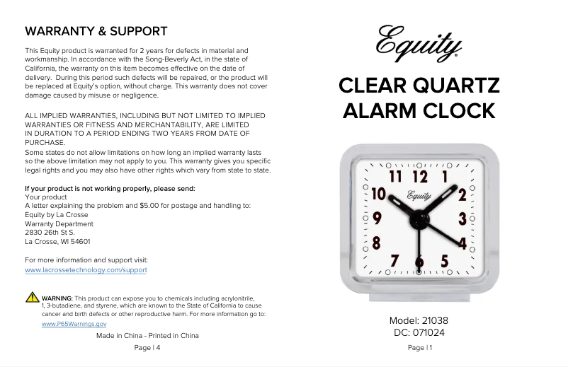 Page n°1 - Manuel utilisateur La Crosse Technology 21038