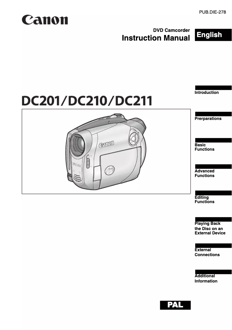 Image de la première page du manuel de l'appareil DC211