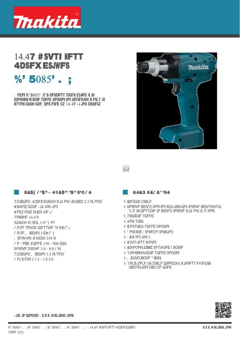Page 1 de la notice Fiche technique Makita DFT085FMZ