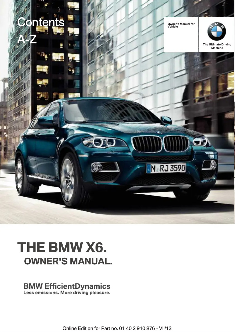 Page 1 de la notice Manuel utilisateur BMW X6 (2013)