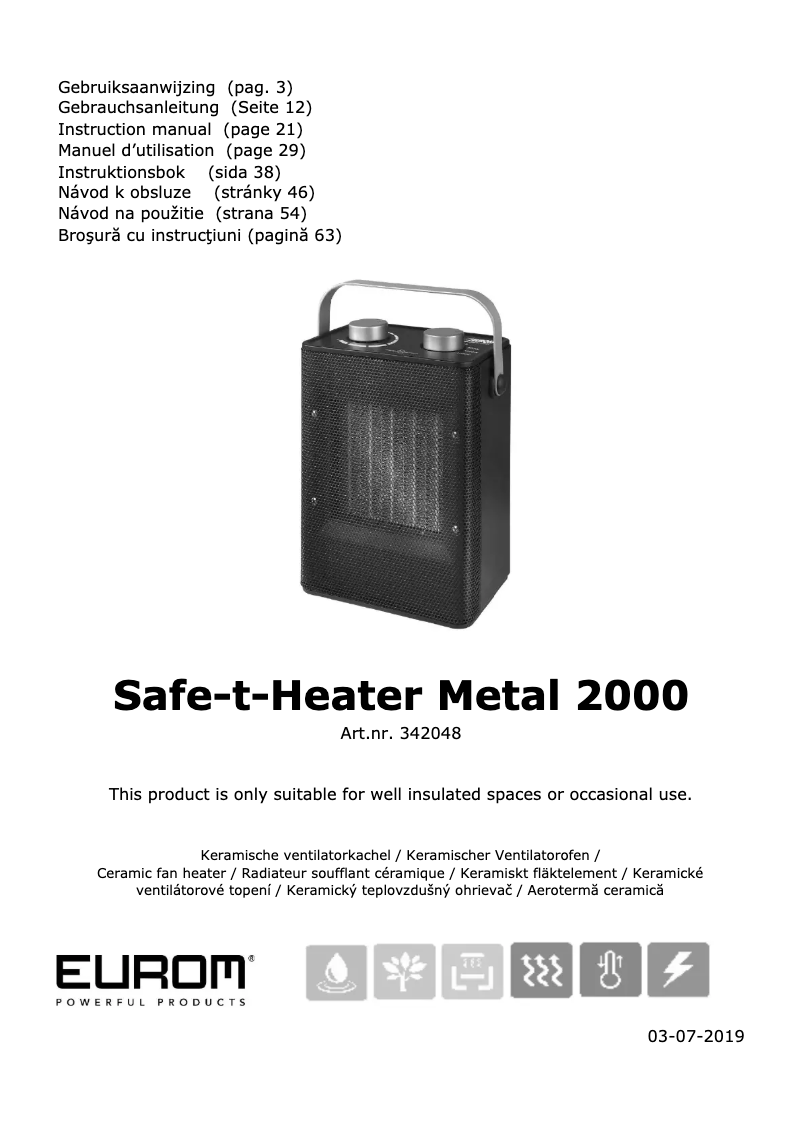 Image de la première page du manuel de l'appareil Safe-t-Heater Metal 2000