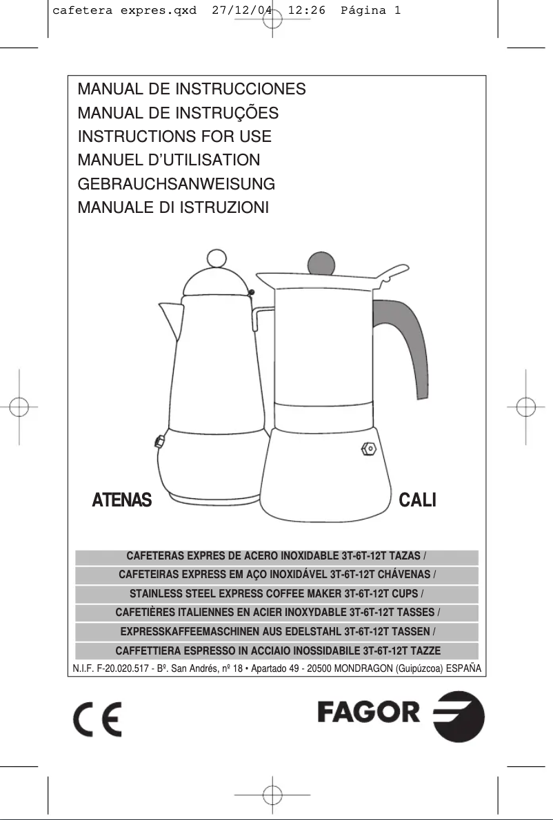 Image de la première page du manuel de l'appareil CALI 3T