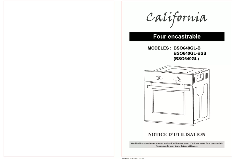 Page 1 de la notice Manuel utilisateur California BSO640GL-B