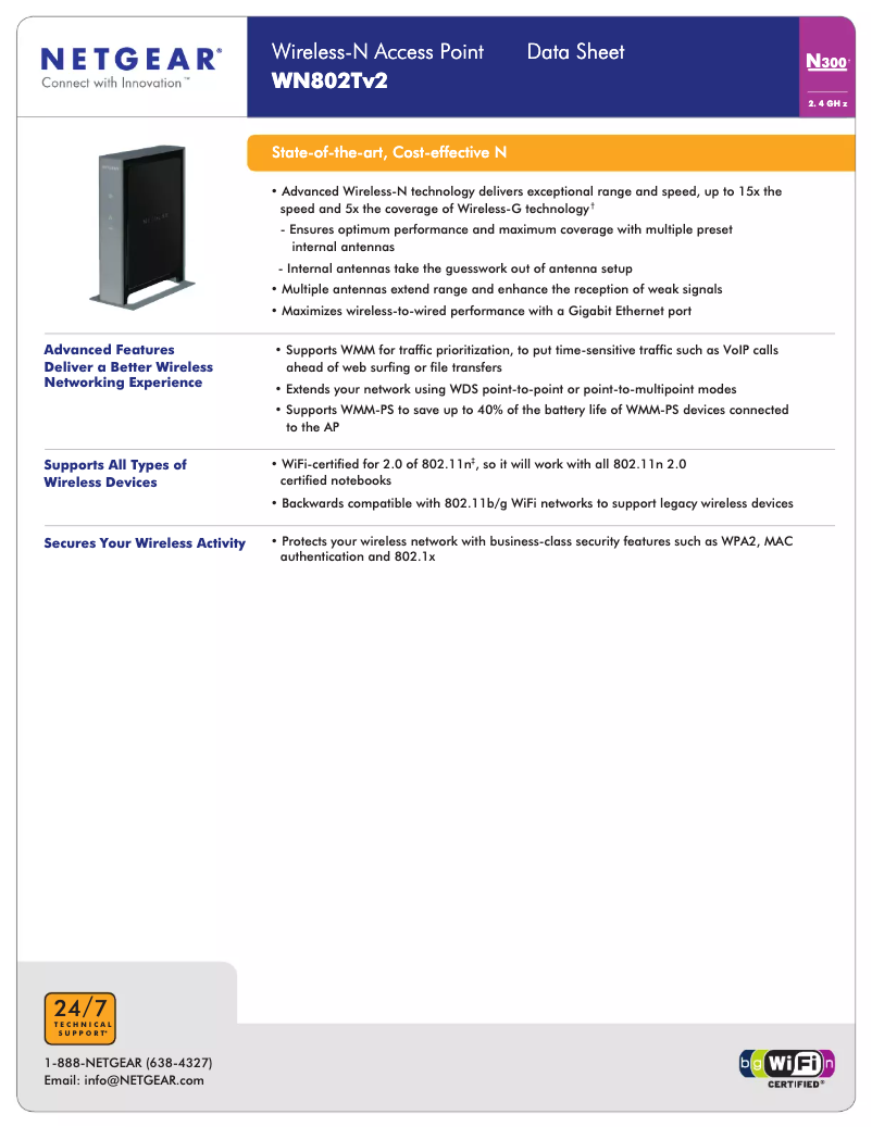 Image de la première page du manuel de l'appareil WN802Tv2
