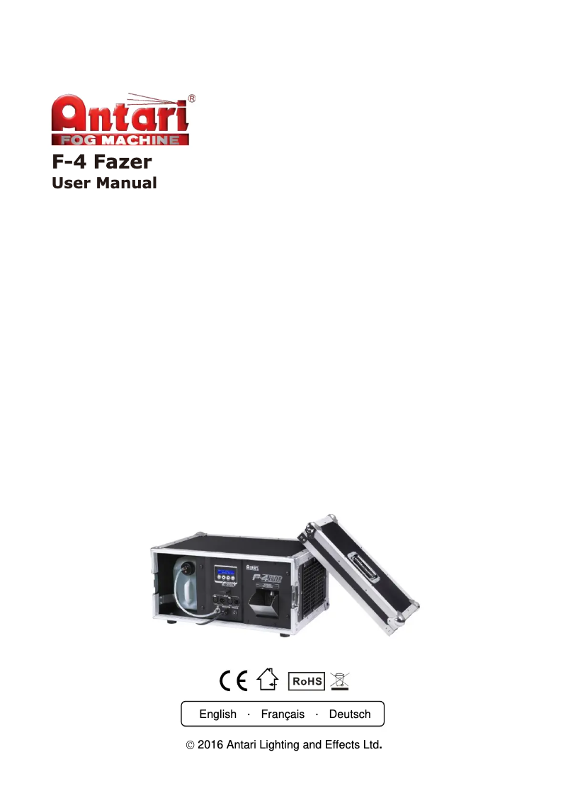 Page 1 de la notice Manuel utilisateur Antari F-4 Fazer