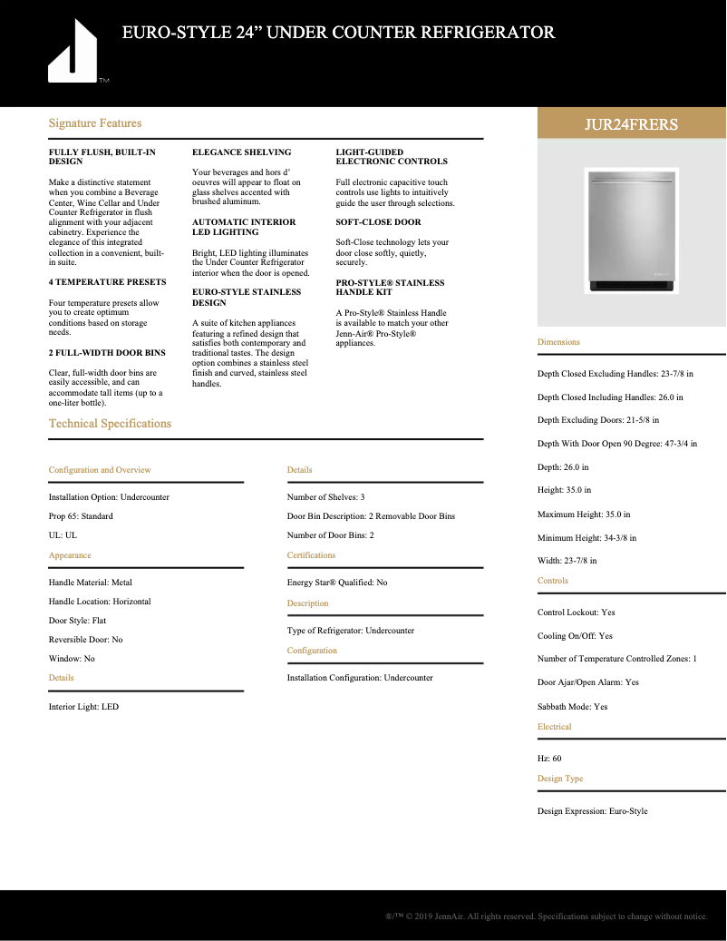 Image de la première page du manuel de l'appareil JUR24FLERS