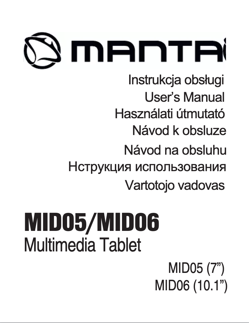 Page 1 de la notice Manuel utilisateur Manta MID06