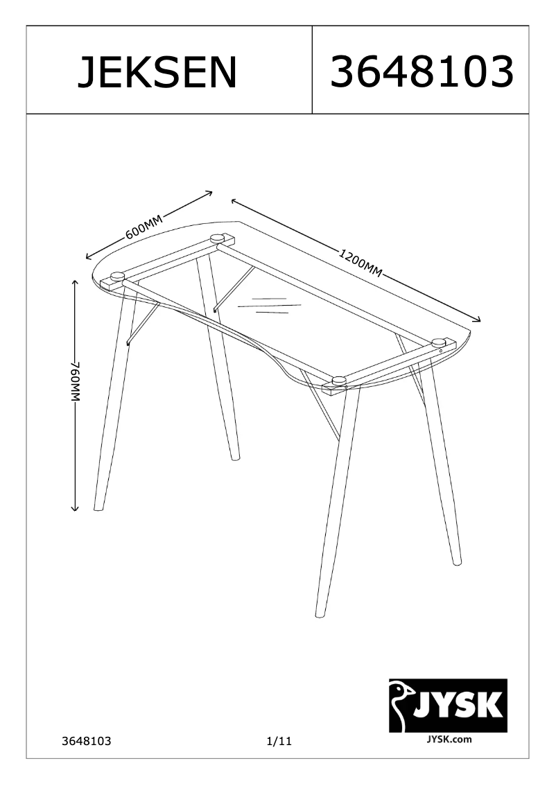 Page 1 de la notice Manuel utilisateur JYSK Jeksen (120x76x60)
