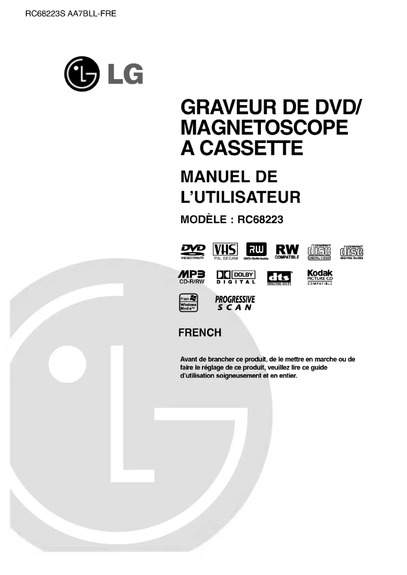 Page n°1 - Manuel utilisateur LG RC68223S