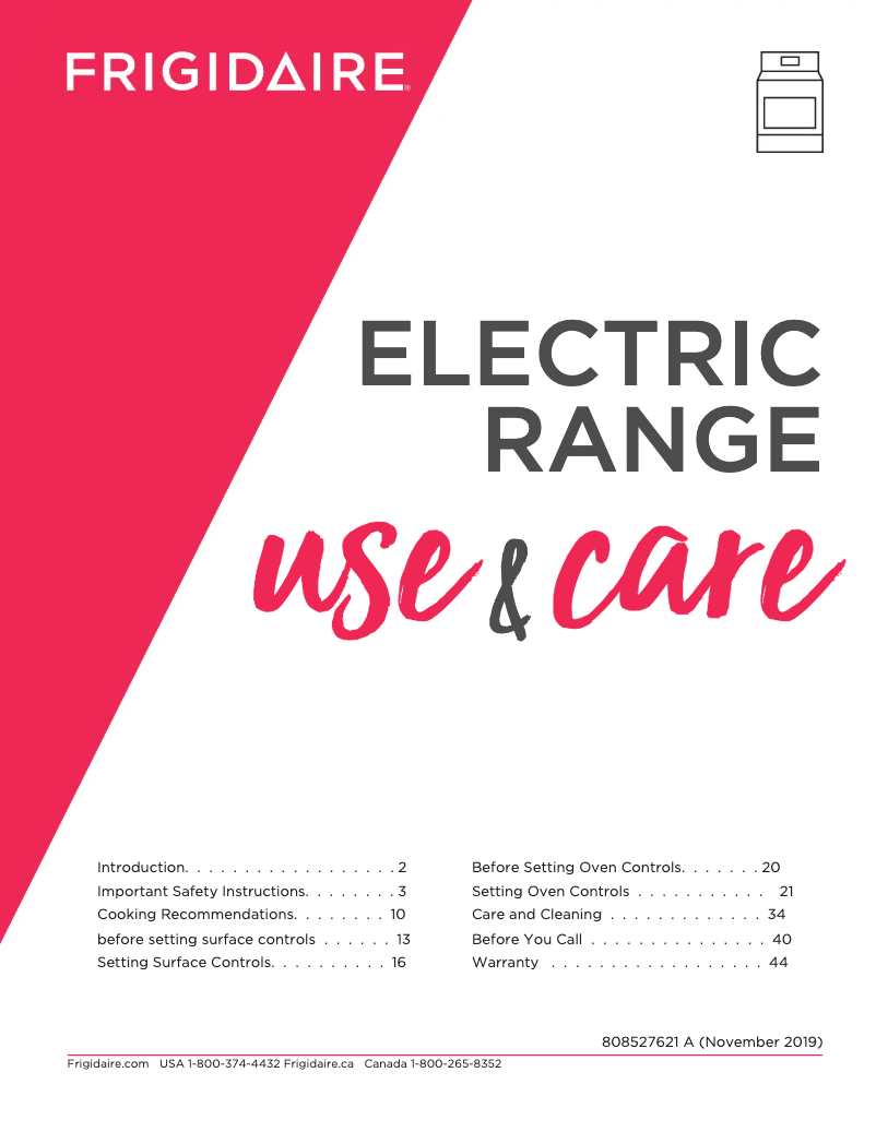 Page n°1 - Manuel d'utilisation et d'entretien Frigidaire GCRE3038AD