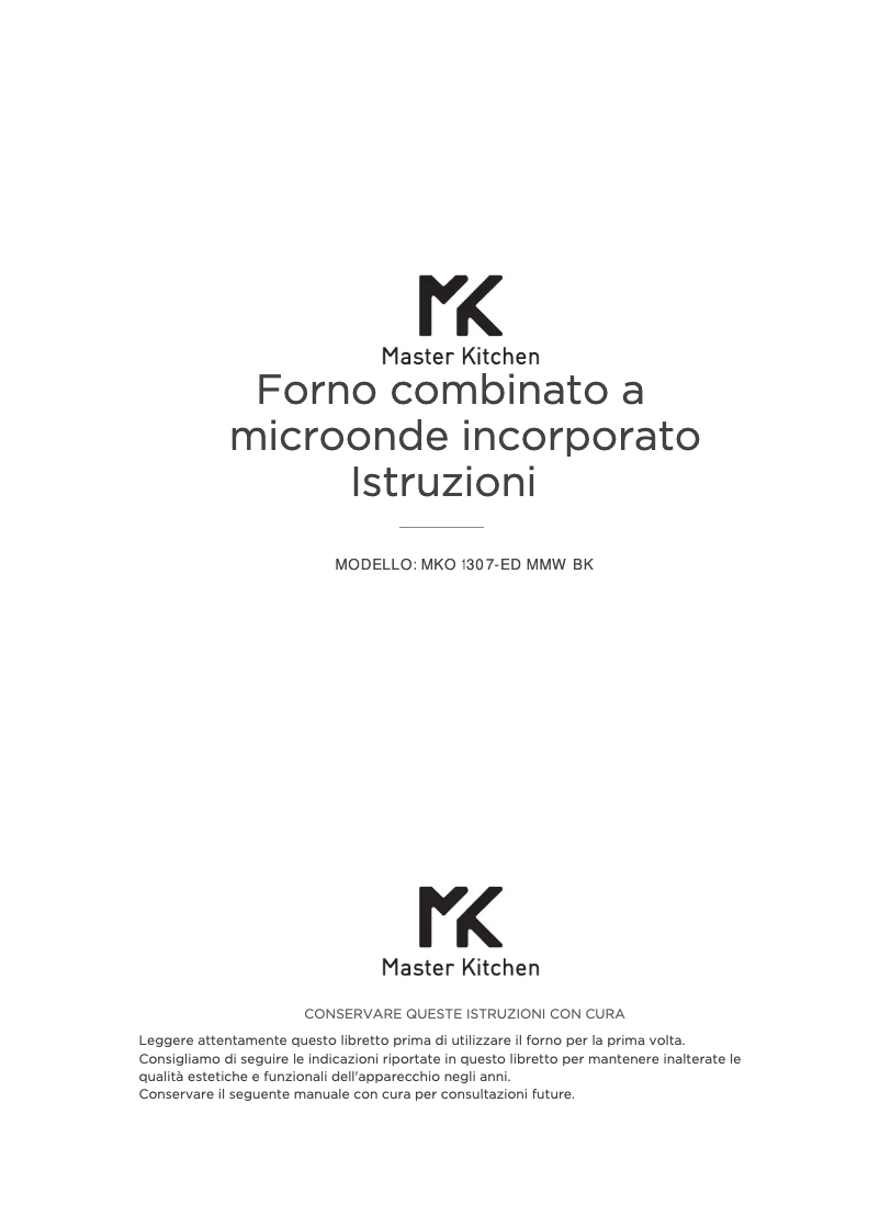 Page n°1 - Manuel utilisateur Master Kitchen MKO 1307-ED MMW BK