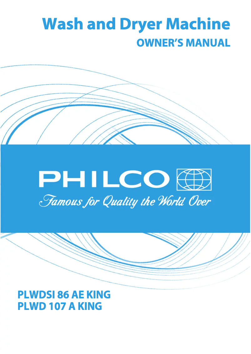 Page n°1 - Manuel utilisateur Philco PLWDSI 86 AE King