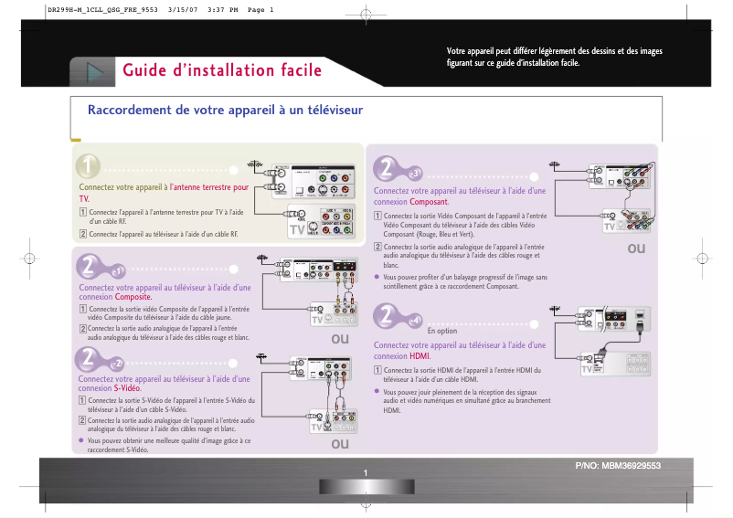 Page n°1 - Manuel utilisateur LG DR299H