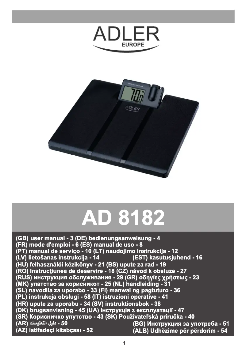 Image de la première page du manuel de l'appareil AD 8182