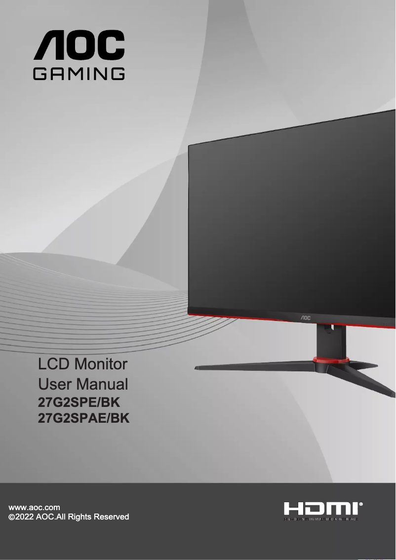 Page n°1 - Manuel utilisateur AOC 27G2SPE