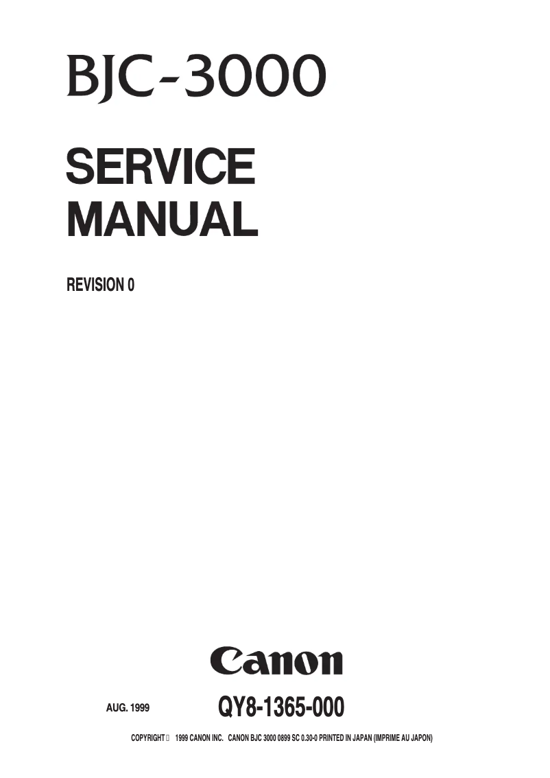 Page 1 de la notice Manuel utilisateur Canon BJC-3000