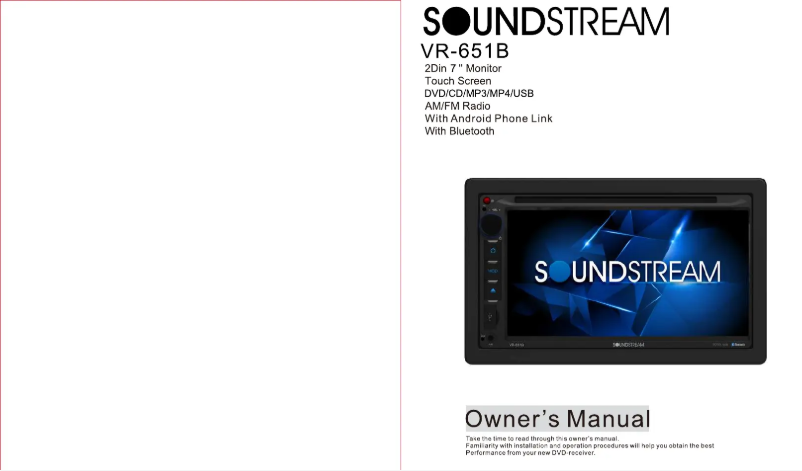 Page n°1 - Manuel utilisateur Soundstream VR-651B