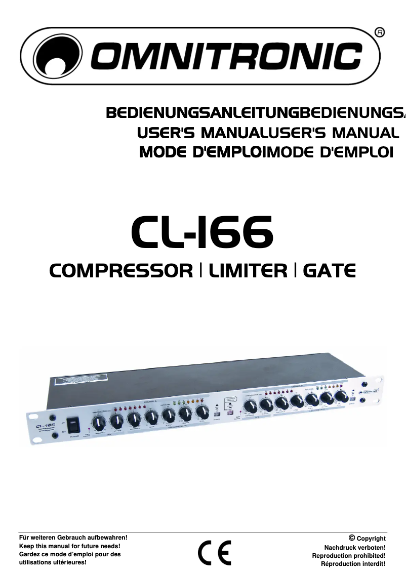 Page 1 de la notice Manuel utilisateur Omnitronic CL-166
