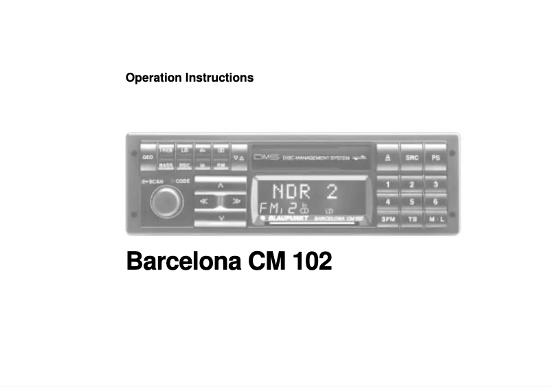 Page 1 de la notice Manuel utilisateur Blaupunkt Barcelona CM102